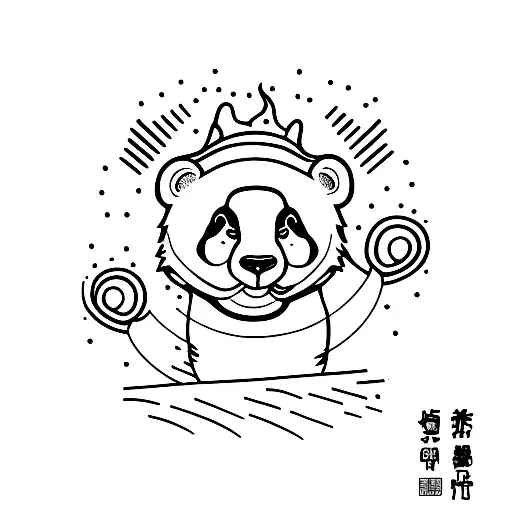 A Line Leading Up To Fire And Down To A Panda