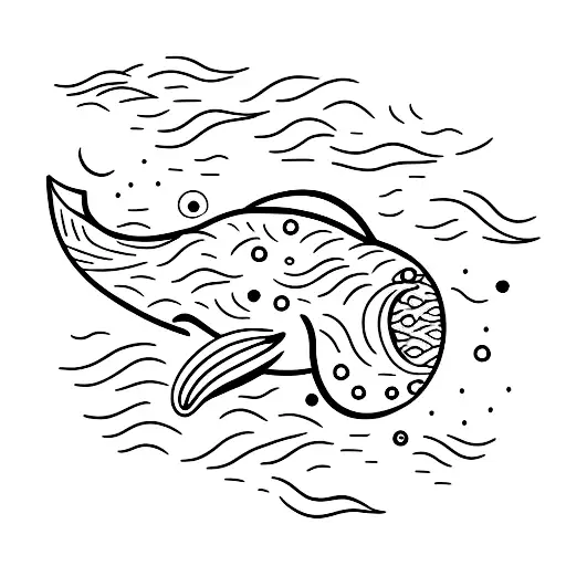 A Minimalist Tattoo Of A Whale Swimming In A Cosmic Ocean