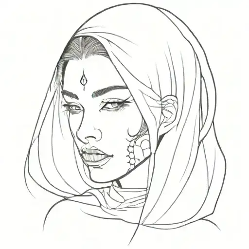 Sword Piercing A Veil Hiding Facial Features