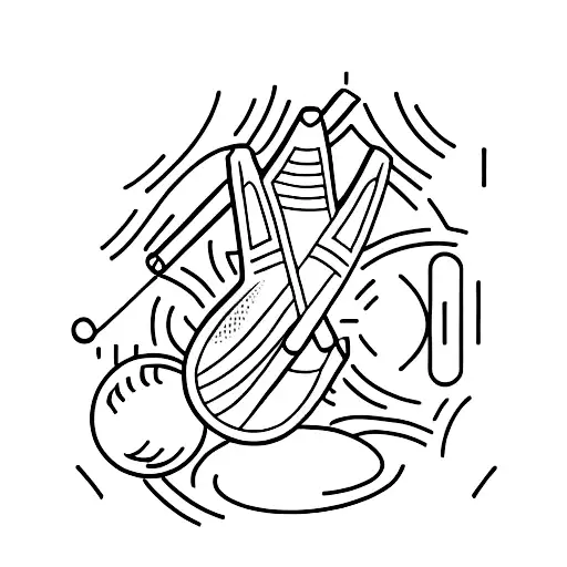 A Minimalist Tattoo Of A Cricket Bat And Ball