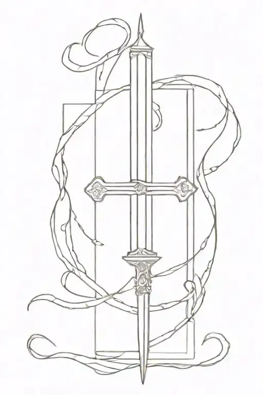 Sword With Magic Book Behind It