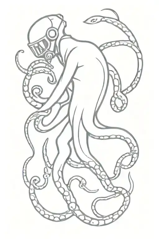 Scuba Diver And Octopus Driving