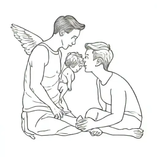 Couple With Baby Flying