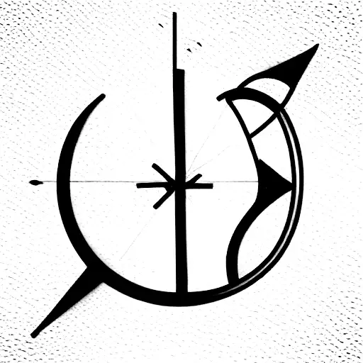 Sun And Moon Curve Line Intersecting With Blue And Yellow