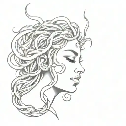 Medusa Tatto For Girl On Leg