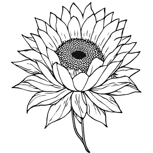 Water Lily And Sunflower Intertwined