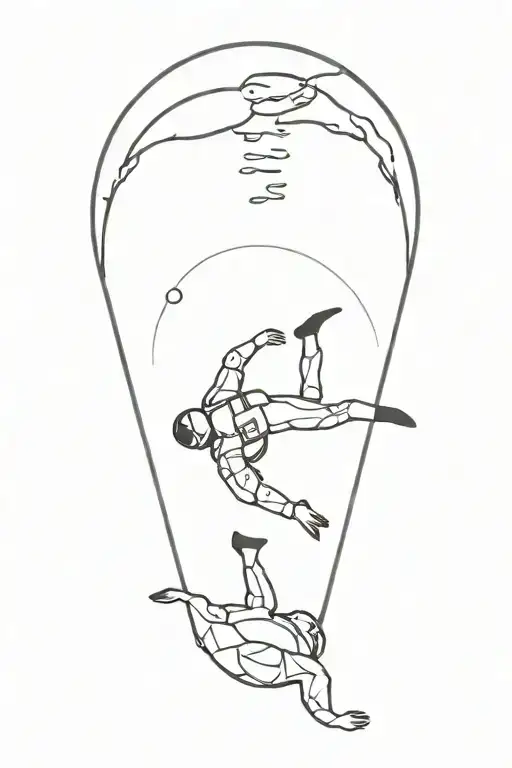 Scuba Diver Swimming Fast Toward A Sinking Boat Upside Down