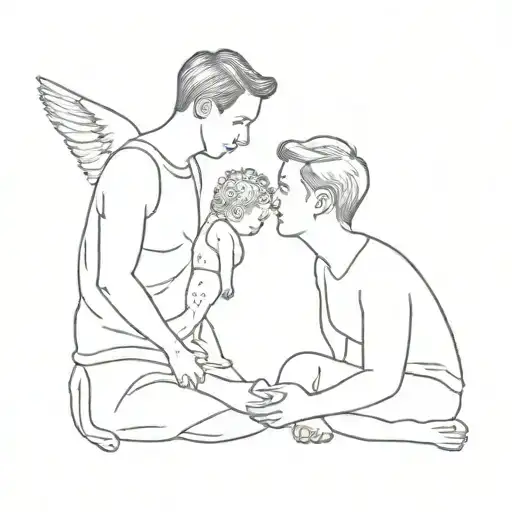 Couple With Baby Flying
