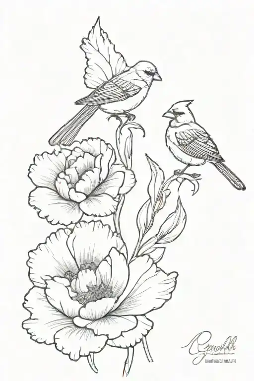 Carnation And Cardinal With The Words My Beautiful Girl