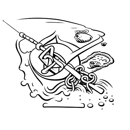 Minimalist Beach Fishing Scene With The Initials Waj Embedded Within The Image