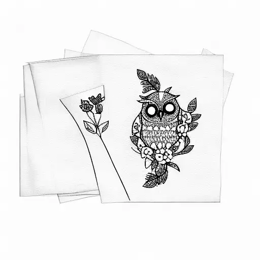 An Owl And Flowers