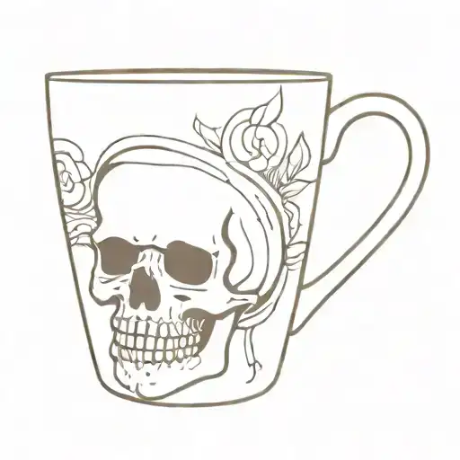A Minimalist Coffee Cup With A Skull