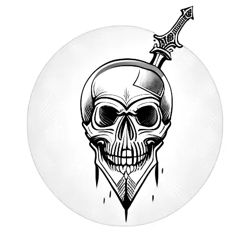 Simple Low Detail Skull With Sword