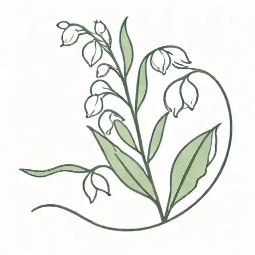 Stem With Leaves And Snow Drop Flower And Lily Of The Valley Flower