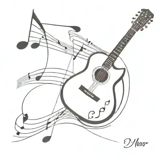 Incorporate A Guitar And Musical Notes Into A Minimalist Design Inspired By Jesus Christ