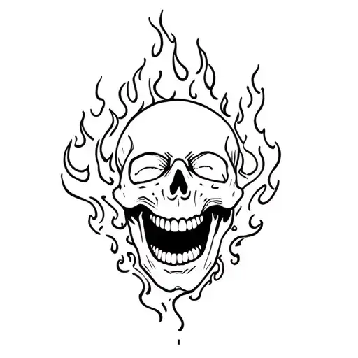 Laughing Skull Engulfed In Flames