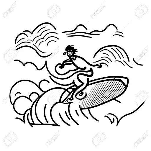 A Surfer Catching A Wave With A Hong Kong Cityscape In The Background