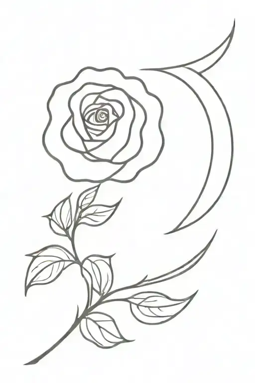 A Half Moon With A Pioen Rose