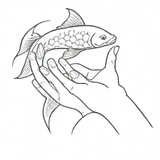 Hands And Koi Fish
