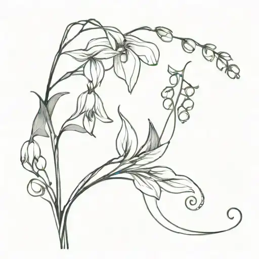 Stem With Leaves And Snow Drop Flower And Lily Of The Valley Flower Wrapped Around Forearm