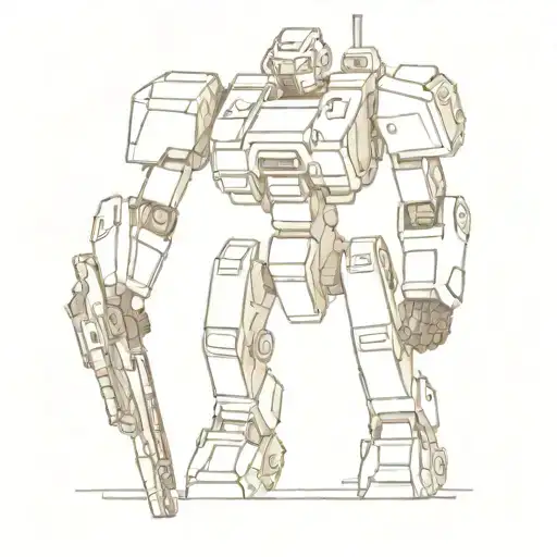 Abstract Sculpture Of A Titanfall Robot Standing With A Weapon