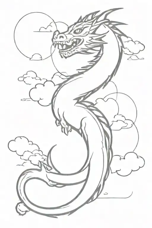 A Dragon Wrapping Around My Forearm With Smoke Or Clouds In The Background