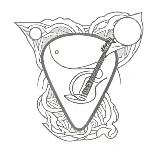 A Minimalist Tattoo Design Of A Guitar Pick With A Rock Music Twist