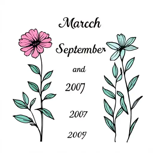 Dainty March And September Birth Flower With 2007 And 2009 In The Stem