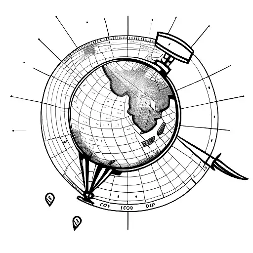 Globe With Map And Arrow