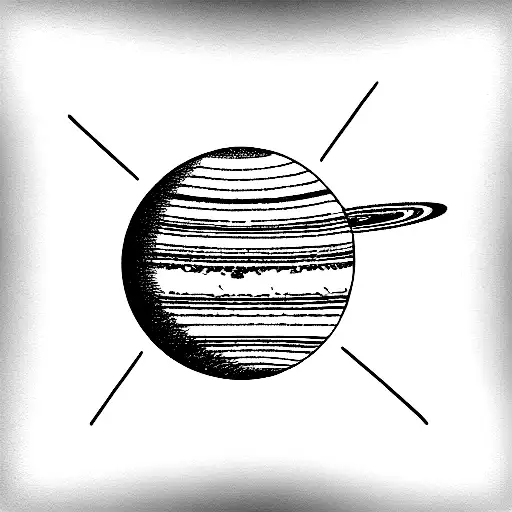 Planet Saturn Inside A Thin Rectangle Black Sides