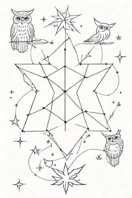 Pleiadian Star Cluster With Small Owl