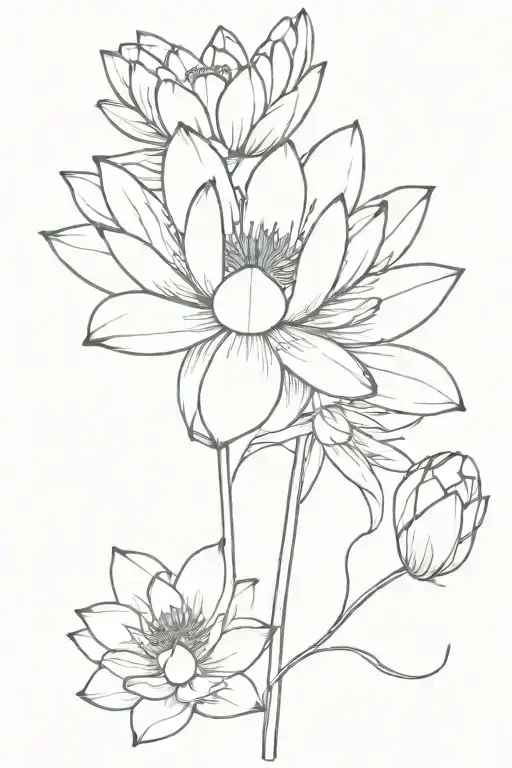 Fine Line Water Lily And Viloet Flower Bouquet