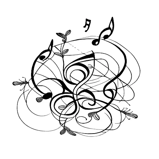 A Music Staff With Notes Transforming Into A Delicate Floral Vine
