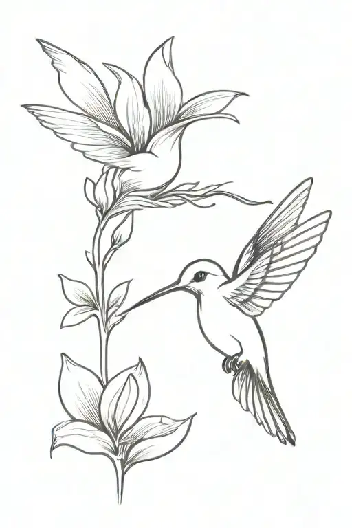 Hummingbird Holding A Single Flower