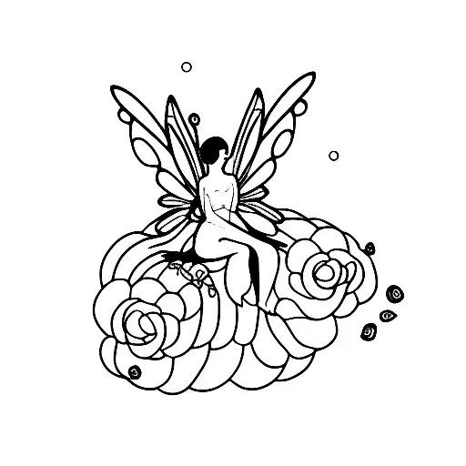 A Minimalist Tattoo Of A Fairy Sitting On A Pile Of Books