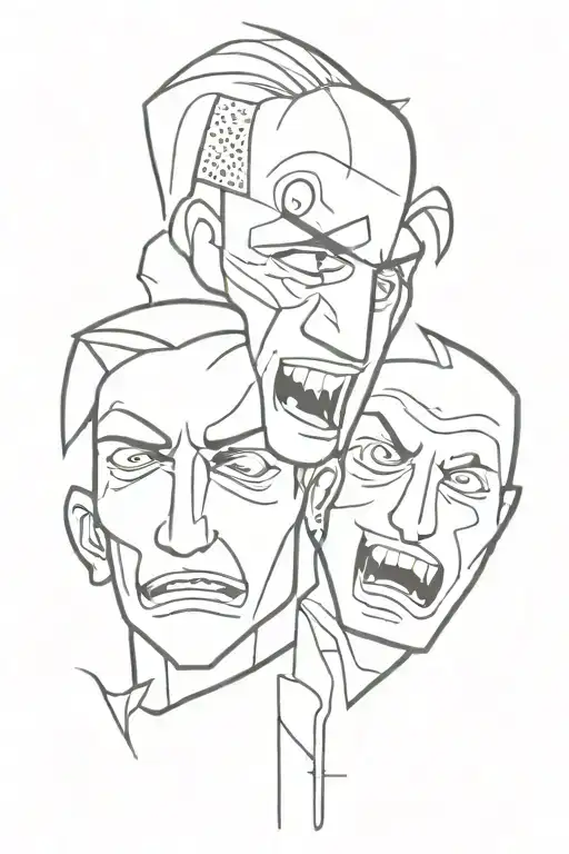 Two Face Monster One Smiling One Crying Teatre Grunge And Dark