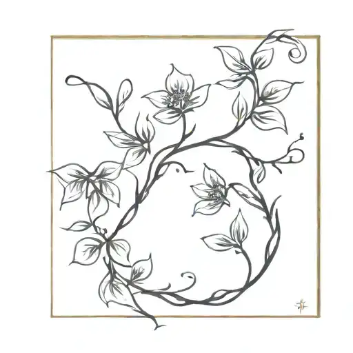 A Minimalist Tattoo Of A Vine With Blooming Flowers Wrapping Around The Client's Wrist
