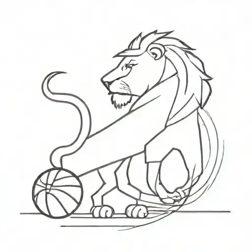 An Abstract Tattoo Combining Elements Of A Lion And A Basketball In A Unique Way