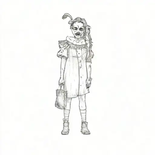 A Girl Dressed As A Clown In A Dark Room