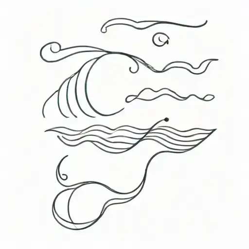 Small Minimalist Waves Ocean Abstract Line Tatto