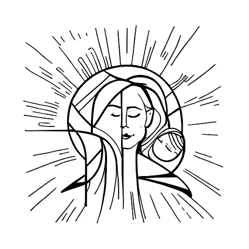 Mother's Love Portrayed Through Abstract Lines