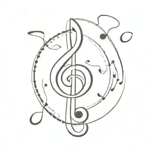 A Minimalist Tattoo Design Incorporating Music Notes And Cigarette Smoke