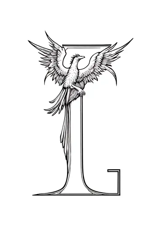 Phoenix In Relief Standing On The Letter T