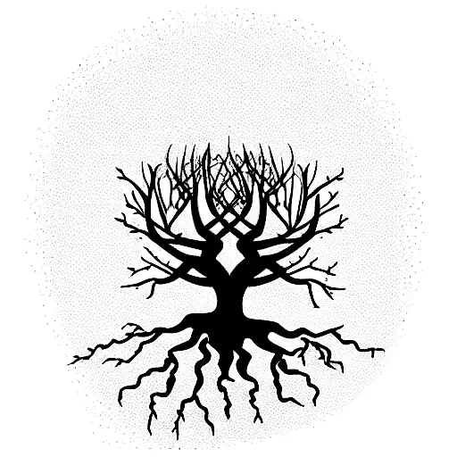 Tree With Roots Minimalistic For The Shoulder Which Shows The Near To Nature