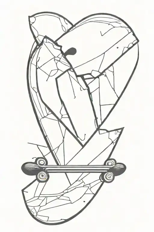 Tattoo Of A Skateboard And A Broken Board Forming A Heart