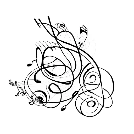 A Music Staff With Notes Transforming Into A Delicate Floral Vine