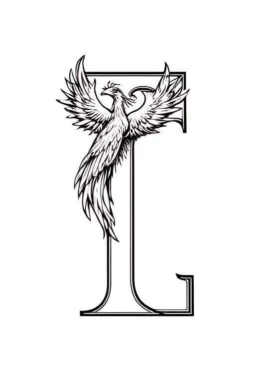 Phoenix In Relief Standing On The Letter T