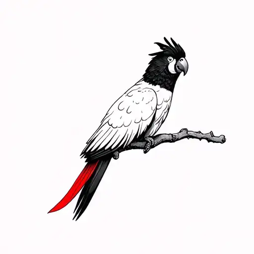 Red Tailed Black Cockatoo With Red On The Tail