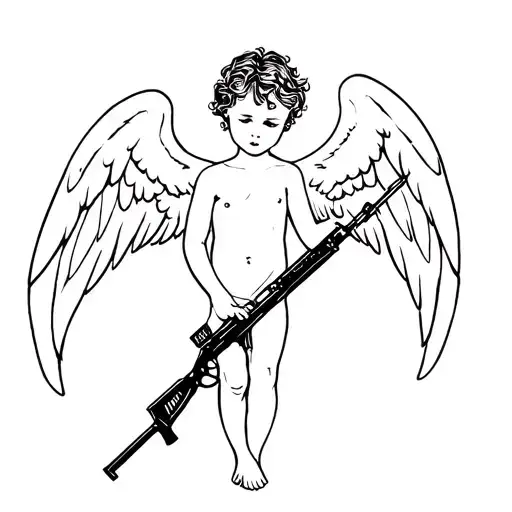 Baby Angel Holding Ak 47