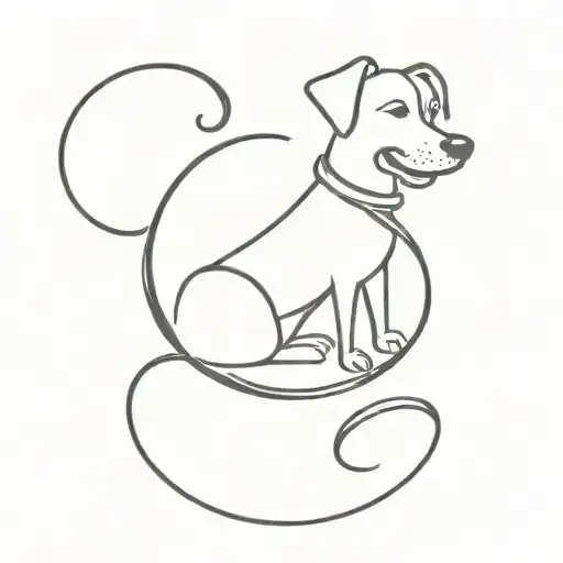 A Music Note Intertwined With A Dog Silhouette